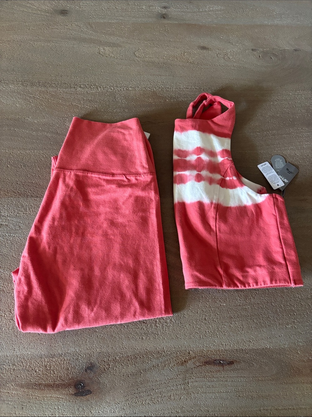 Women Coral Tie-Dye Cotton Tank & Leggings Set